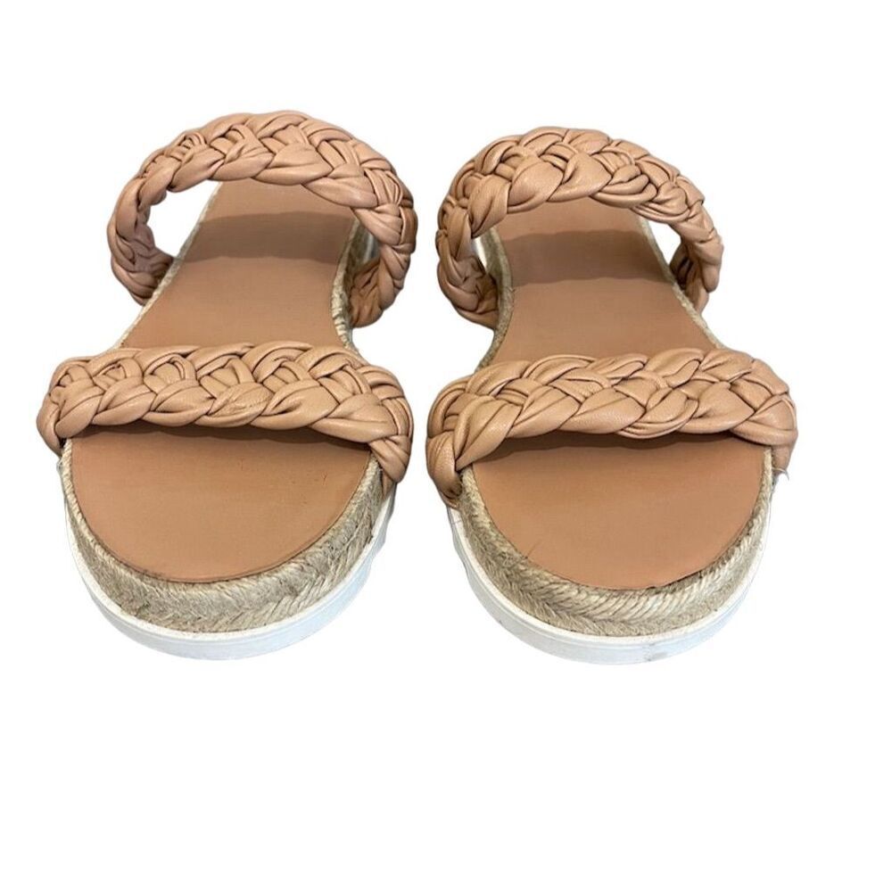 Marc Fisher Jaime Women's Tan Braided Leather Espadrille Sandals Size 9.5